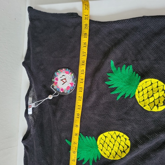 Nwt America and Beyond Hawaii Pineapple Embroidered Net Beach Cover Up sz-M/L - Picture 3 of 6